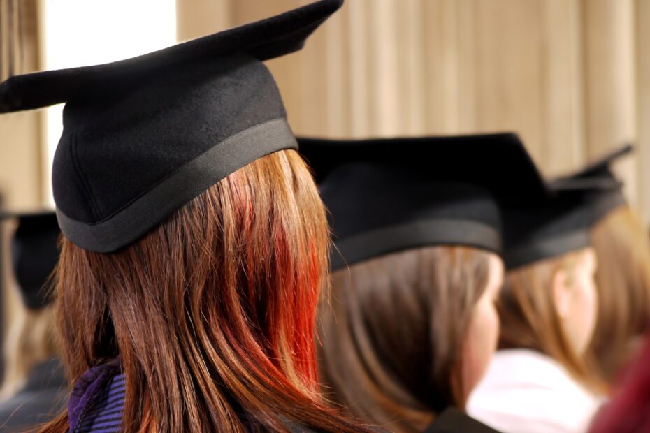 women on square academic caps