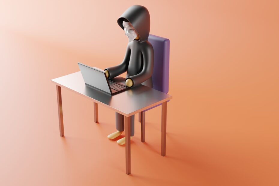 a person sitting at a desk with a laptop on it